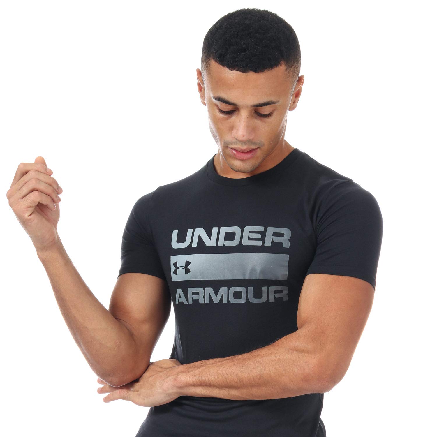 Under Armour UA TEAM ISSUE WORDMARK krótki rękaw, koszulka dla mężczyzn z graficznym wzorem, luźny krój sportowy i fitness odzież męska