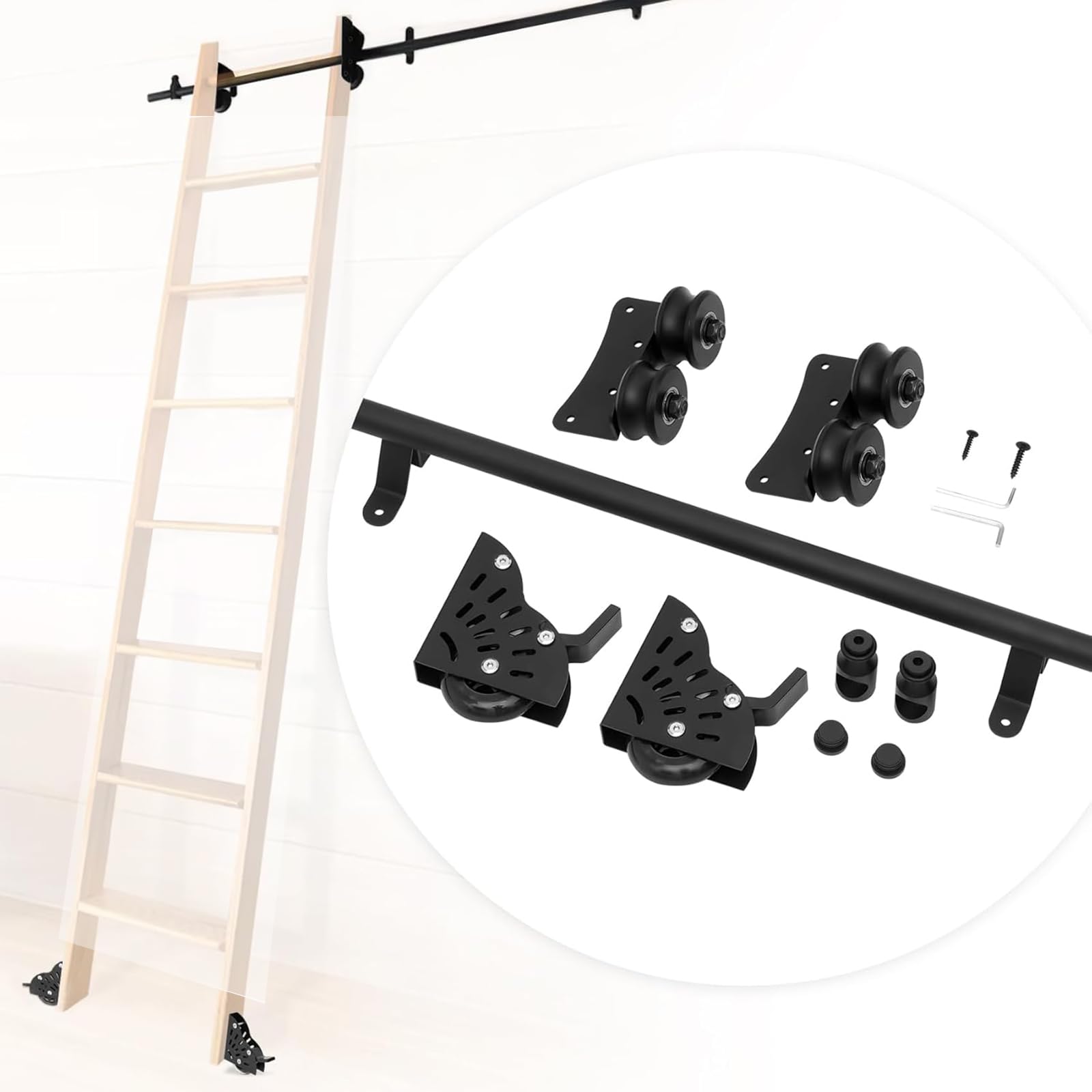 Rails roulants pour échelle de bibliothèque 500cm | Kit de matériel coulissant complet