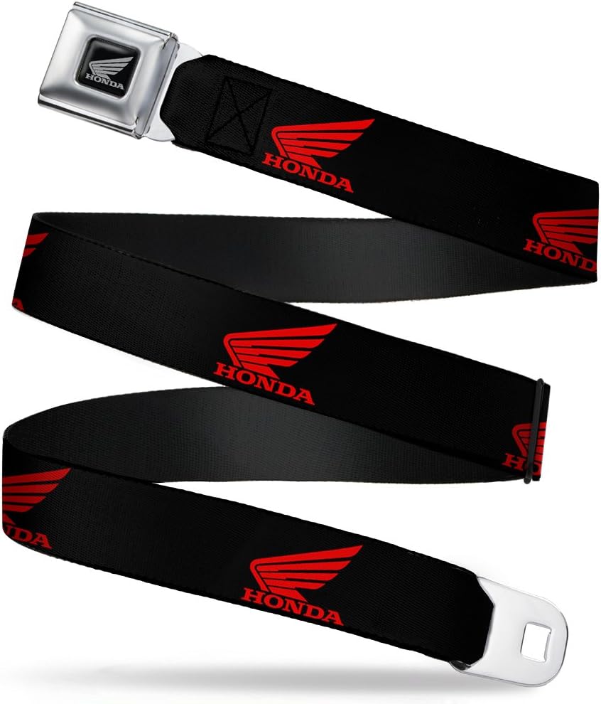 Buckle-Down Seatbelt Belt - HONDA Motorcycle Logo Black/Red - 1.0" Wide - 20-36 Inches in Length