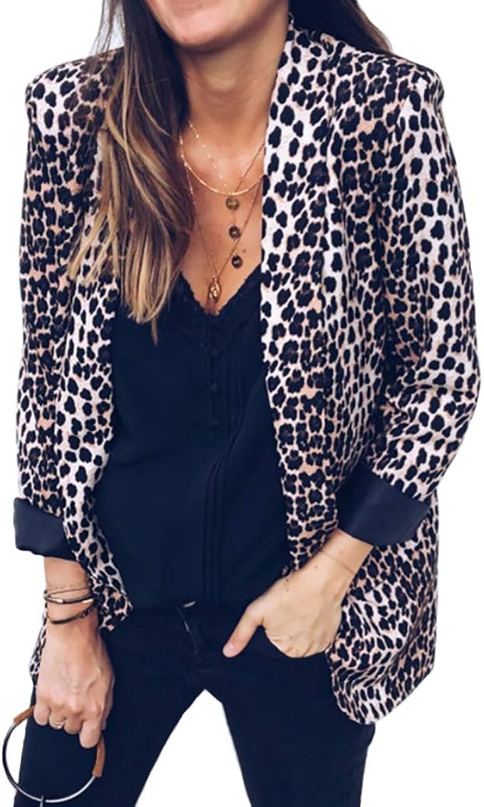 ladies leopard blazer