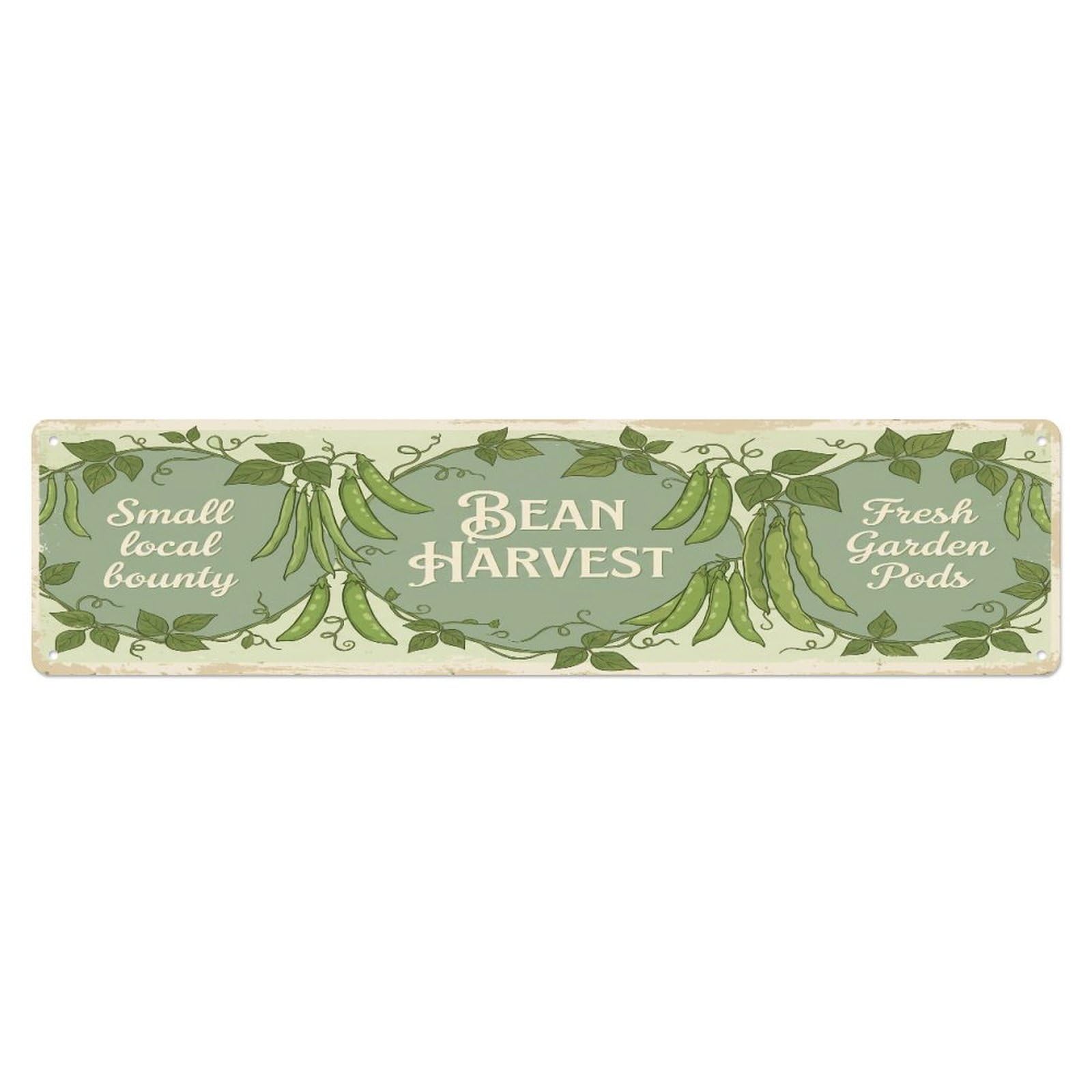 Fqcyn Style Metal Tin Sign Vintage Cottagecore Garden Bean Harvest Banner