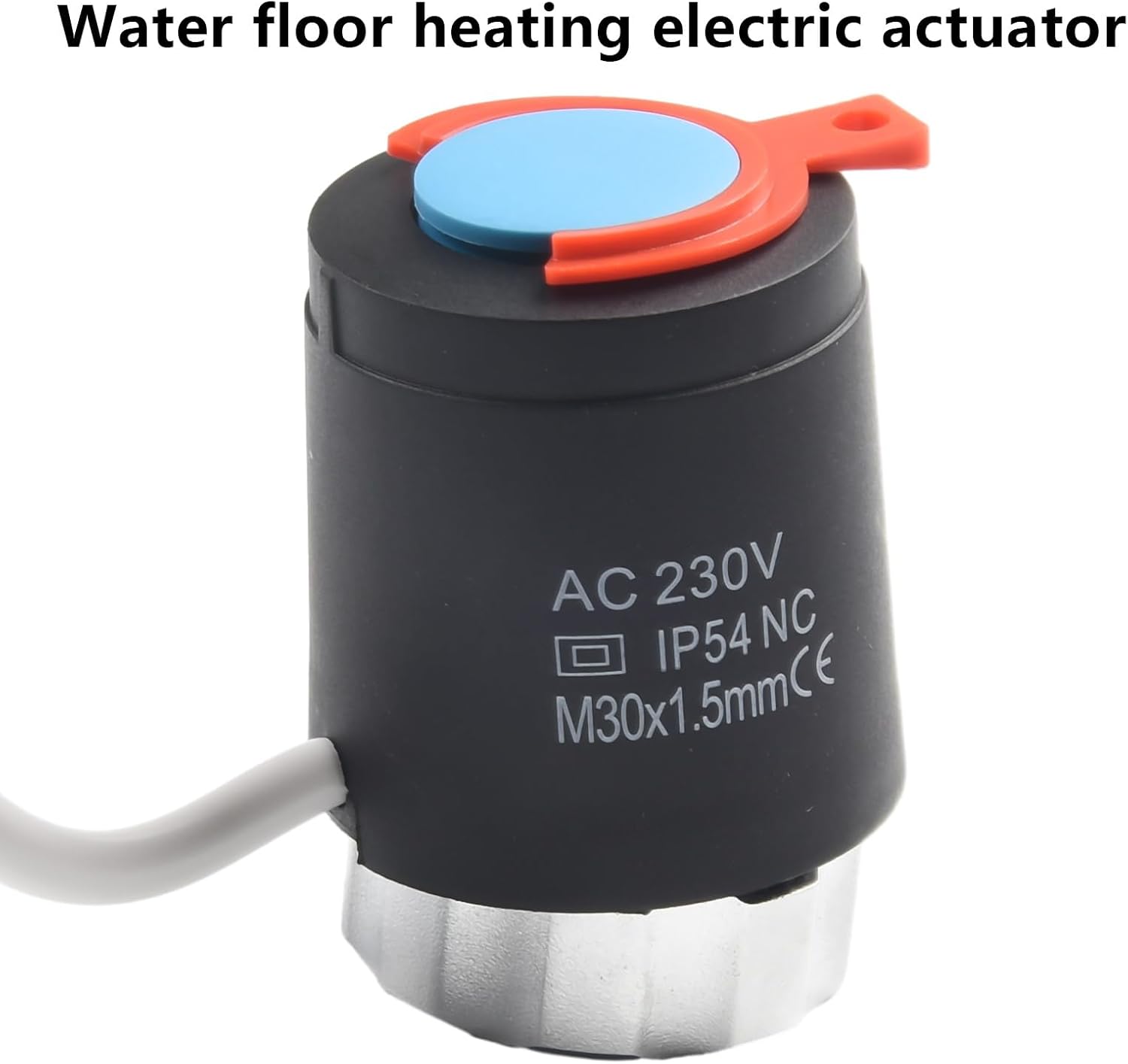230V Floor Heating Manifold Actuator, M30x1.5mm Thermostatic Valve Motor with IP54 Rating, 2-Wire Normally Open/Closed Electric Actuator for Radiant Floor Heating Systems