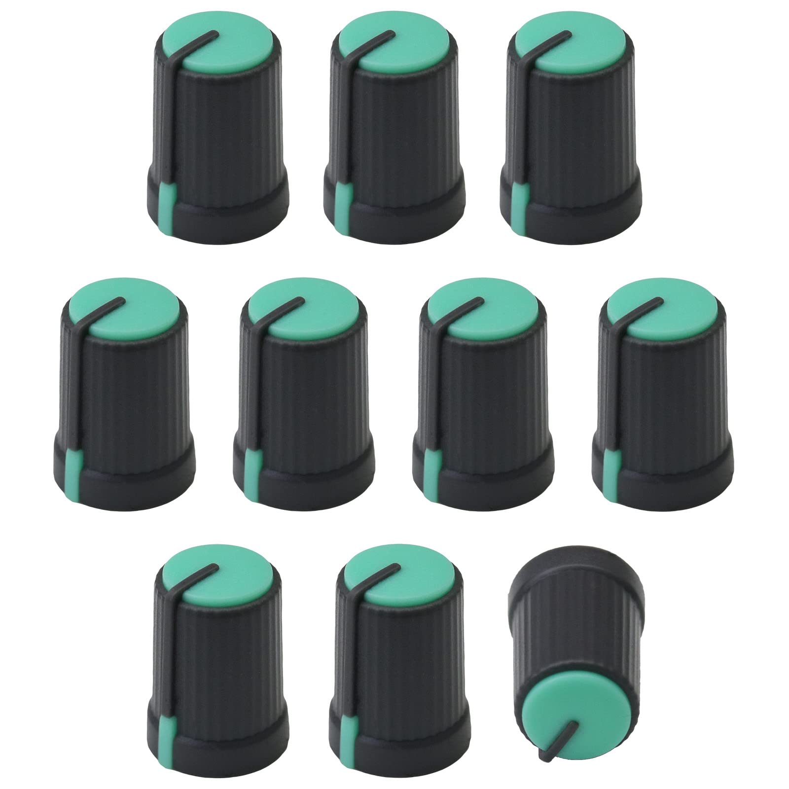 6m D-Shaft Hole Grey Body Colour Cap Mixer Control Knobs Pack of 10 (Green/Dark Grey), Green / Dark Grey