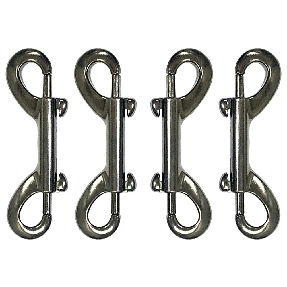 Xihuimay Black Pack Of 4 Double Ended Bolt Snap Hook 3.5" Zinc Alloy Spring Hook Nickel Plated Metal Clips Trigger Chain Clips Multipurpose Hardware Buckle For Horse Tack Dog Leash Garage Use,