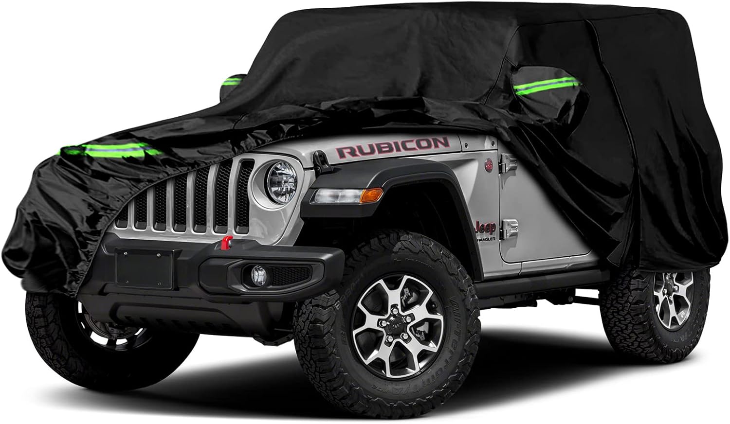Waterproof Car Cover Replace for 2007-2024 Jeep Wrangler 2 Doors, 6 Layers All Weather Custom-fit Car Cover with Zipper Door & Windproof Bands for Snow Rain Dust Protection (2007-2024, 2 Door)