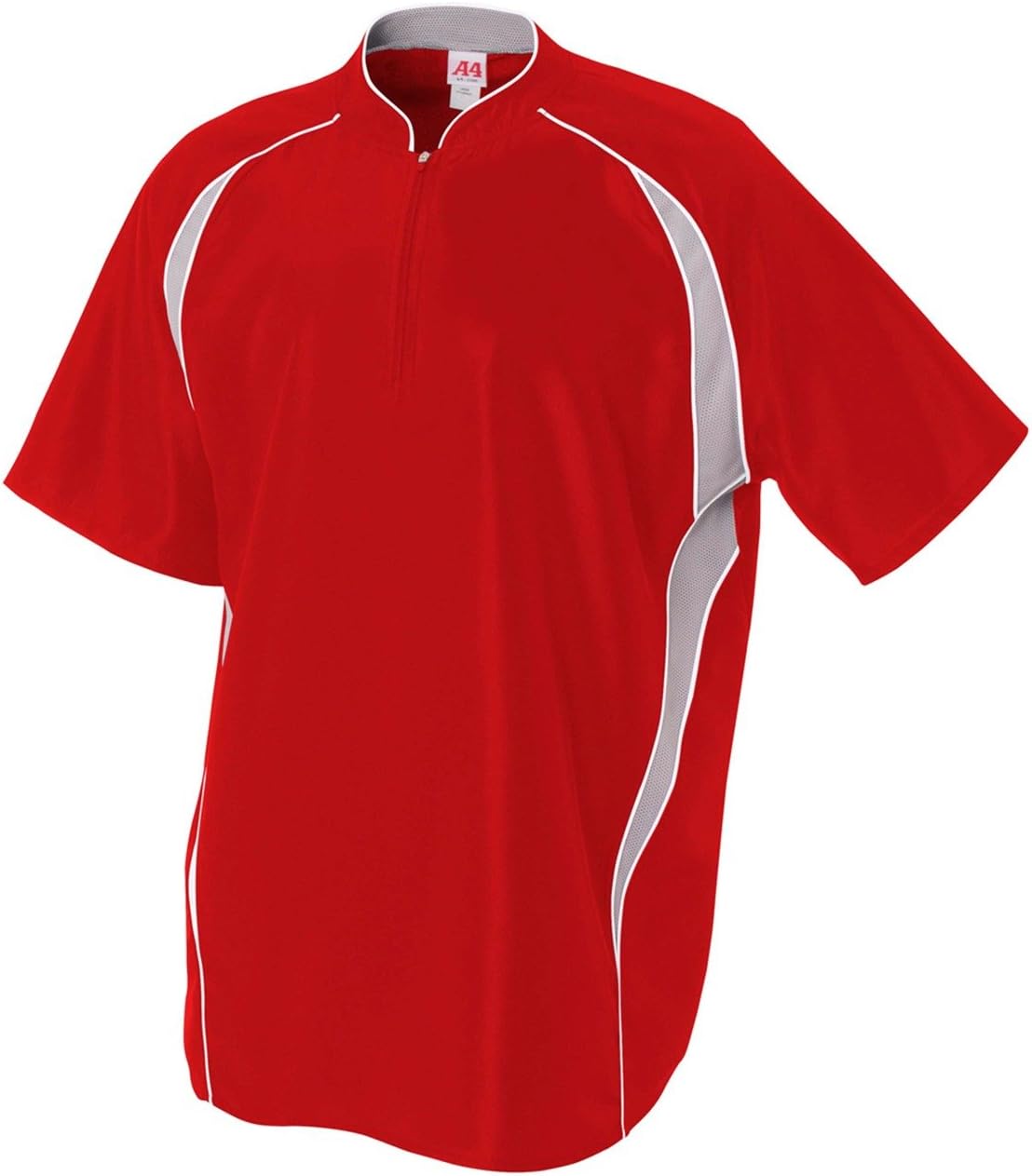 A4 Adult 1/4 Zip Batting Jacket, Scarlet Red, Medium