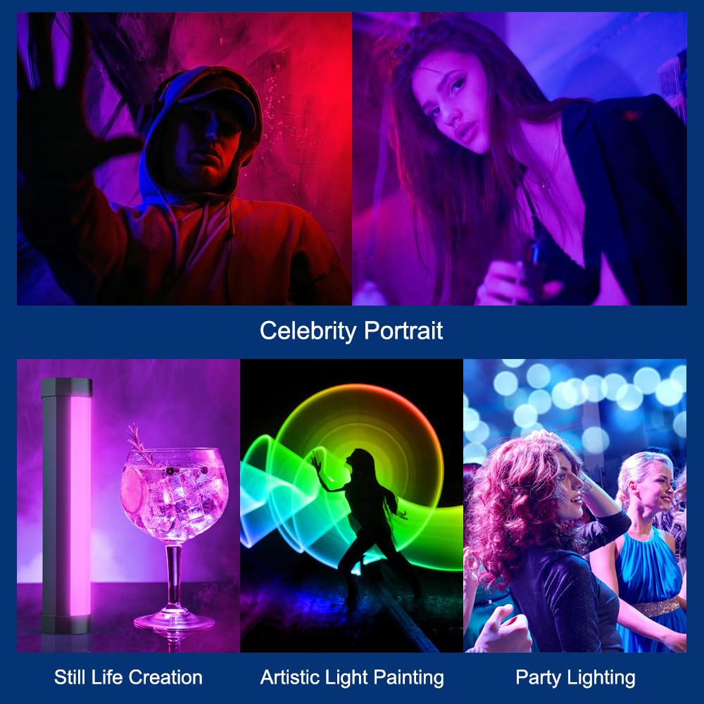 LUXCEO V8 LED Lichtstab, RGB LED Videoleuchte für Fotografie, Dimmbare 3000K/6000K,RGB Kamera Licht mit 2000mAh Akku, CRI95+, Handheld Fotografie Licht für YouTube, TikTok Video Vlog
