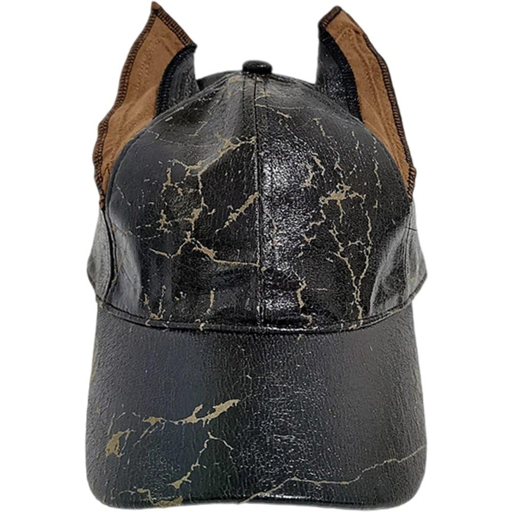 Gorra de béisbol con orejas de perro de cuero PU unisex estilo punk hip hop desgastada