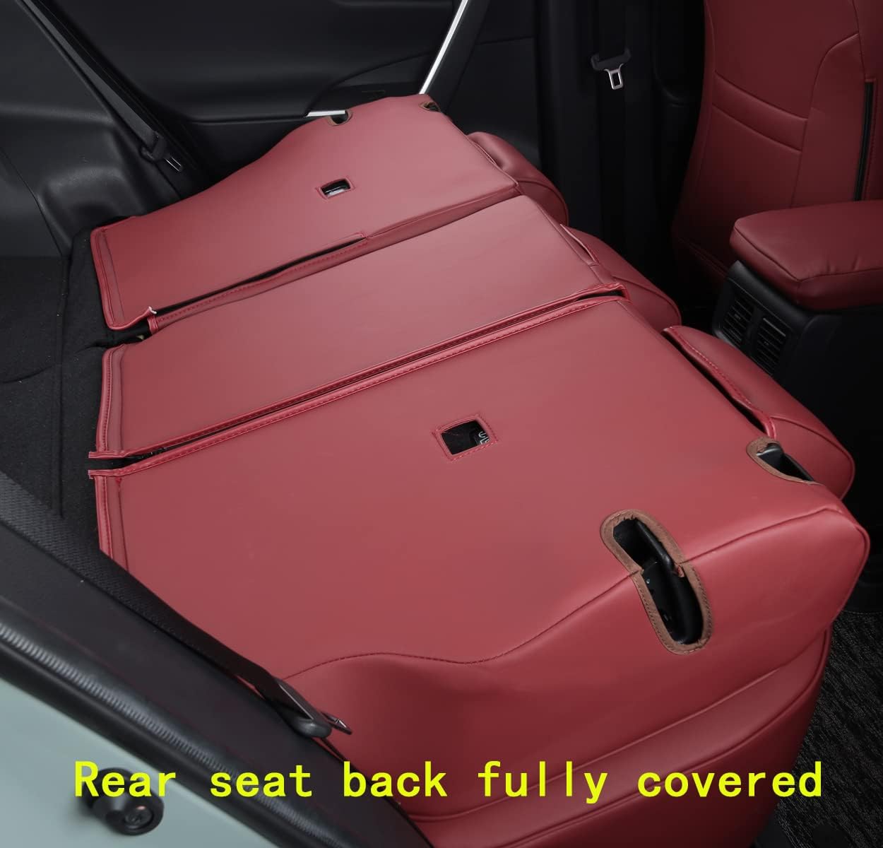 Custom Fit RAV4 (for Hybrid) Seat Covers Full Set for Toyota RAV4 Hybrid 2019 2020 2021 2022 2023 2024 2025 with Waterproof Faux Leather (Wine red, LU01-Hybrid)