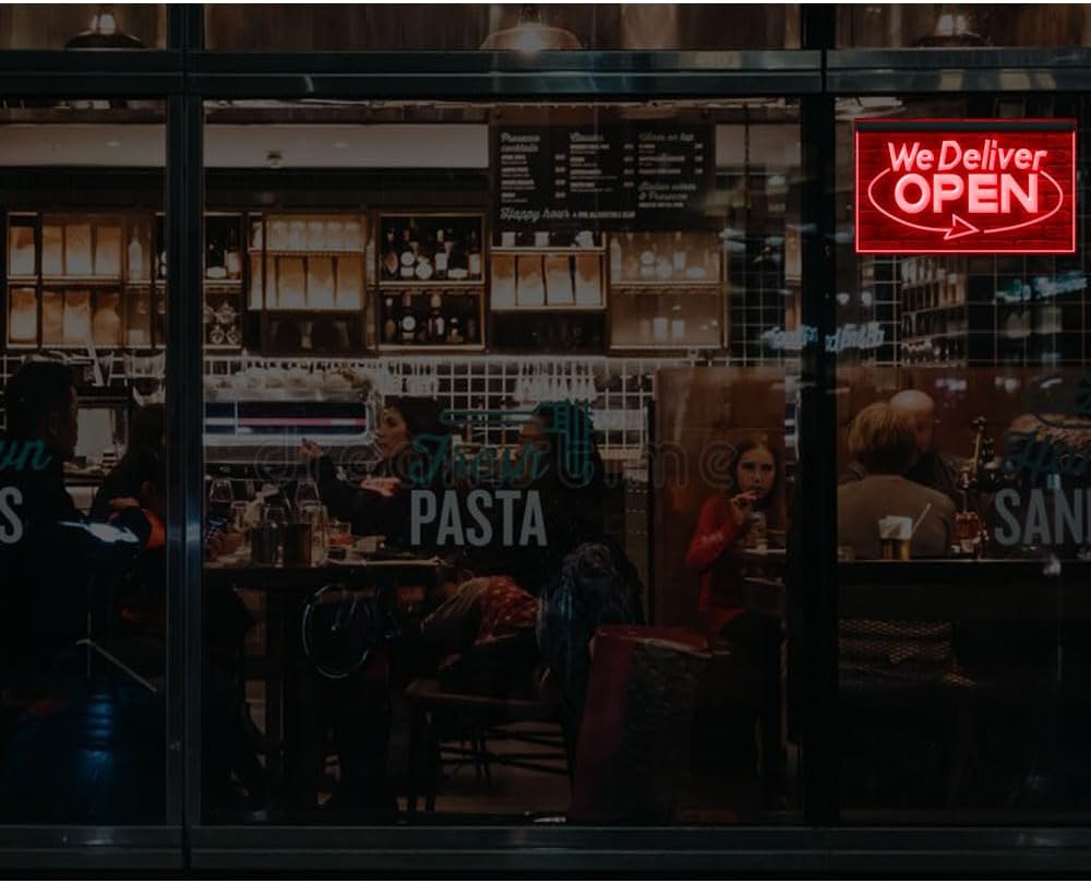 110020 We Deliver Open Services Cafe Fast food Shop Restaurant Display LED Light Neon Sign (12" X 8", Yellow)