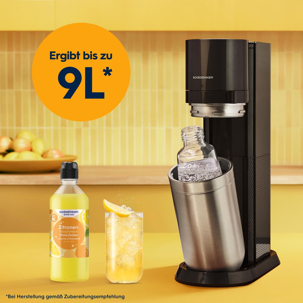 Sodastream drink mix Zitrone ohne Zucker – zuckerfreier Sirup für gesprudeltes & stilles Wasser, 4er Pack (4 x 440 ml), mit Vitamine & Mineralstoff, ergibt bis zu 9L Fertiggetränk