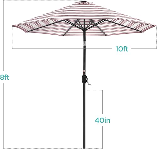 Vista 407 de Best Choice Products - Sombrilla solar de 7.5 pies para exteriores, patio, mesa, mercado, terraza, piscina con inclinación, manivela, luces LED