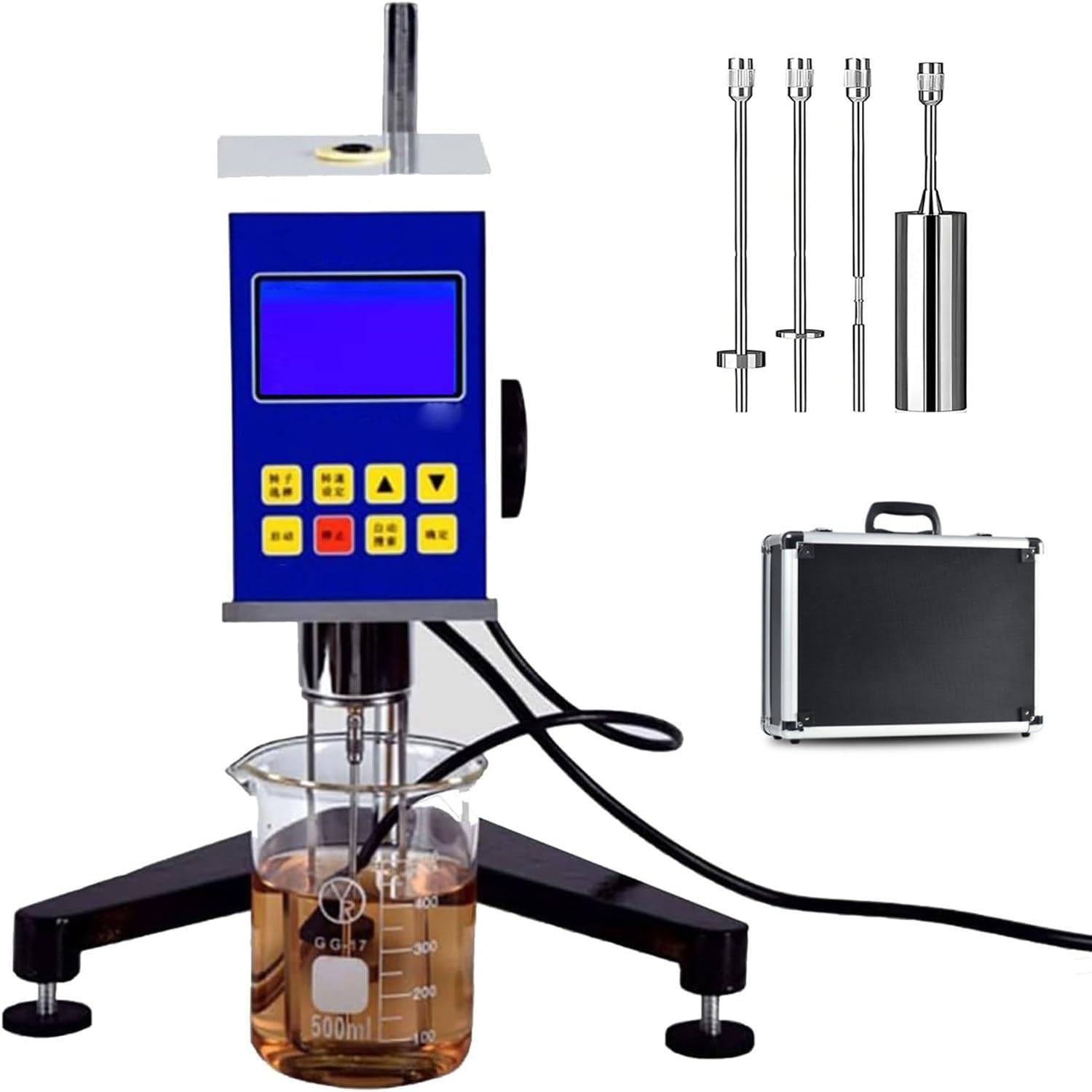 Viscosímetro rotativo digital, medidor de viscosidad 1-100.000 mPa.s, ± 3% de precisión, viscosímetro rotacional de laboratorio con 4 husillos y 4 velocidades (6-60 rpm)