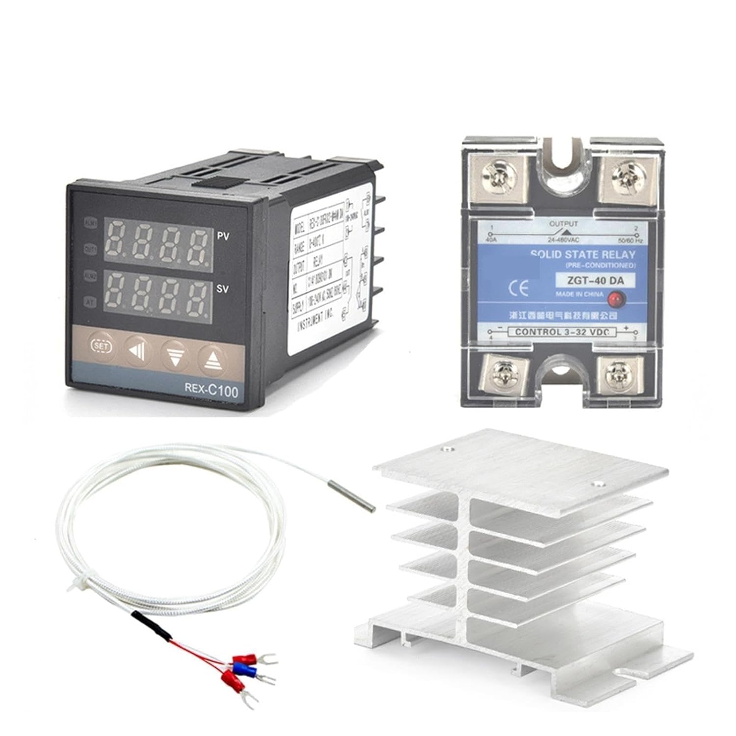 Digital Temperature Controller Thermostat Relay Aluminum Radiator Heat Sink(Set 4)