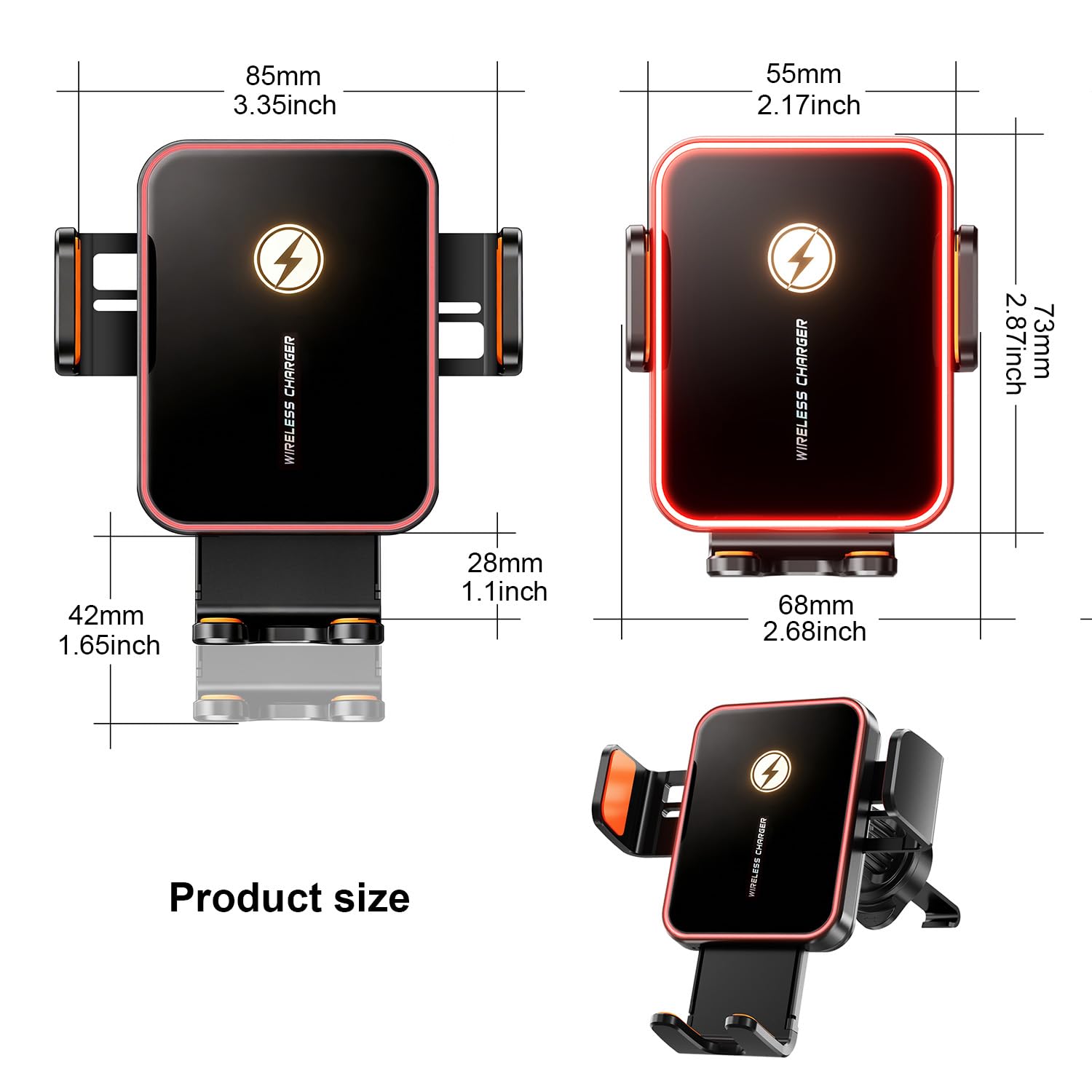 Cargador inalámbrico para coche, sujeción automática, soporte para teléfono