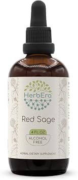 HerbEra Red Sage Alcohol-Free Herbal Extract Tincture, Concentrated Liquid Drops Natural Red Sage Salvia Miltiorrhiza 4 fl oz