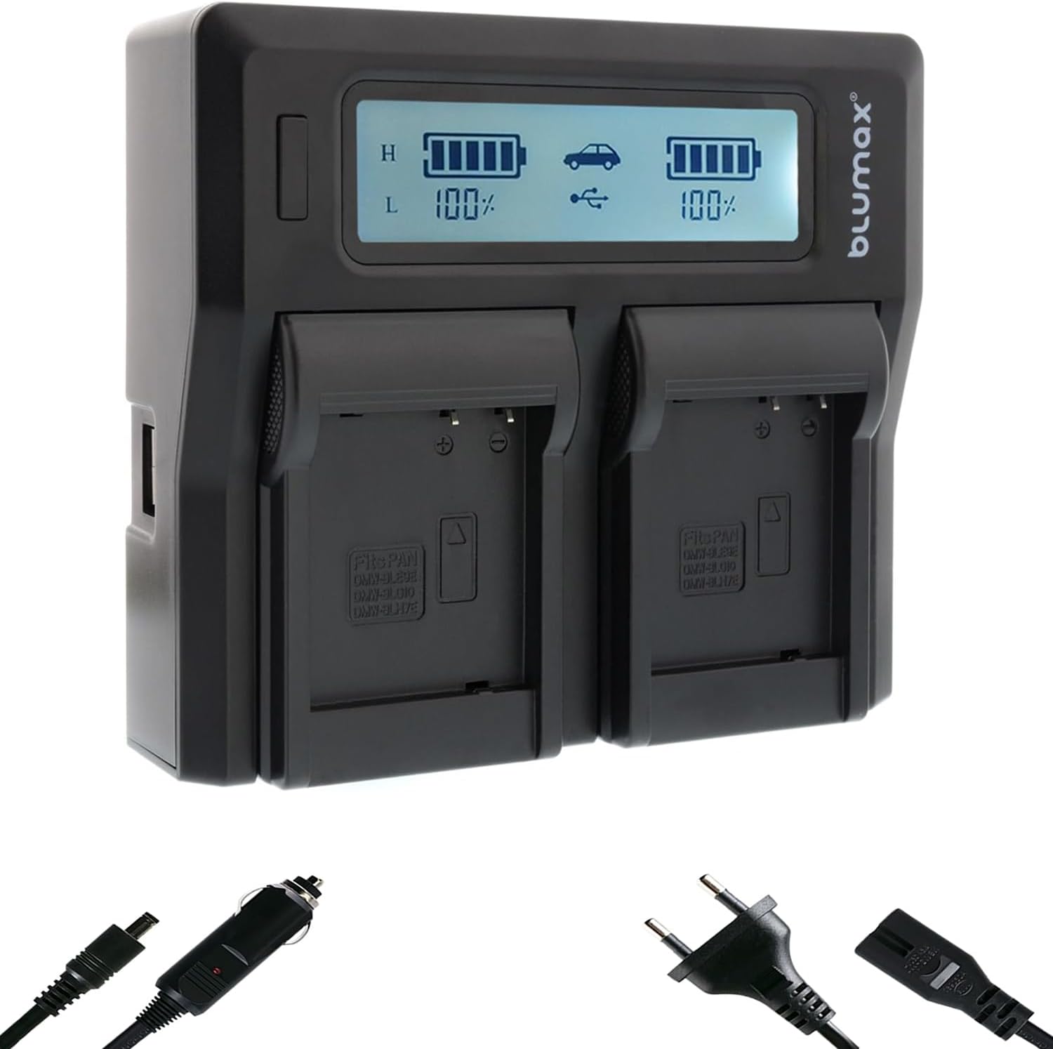 blumax LCD Dual Charger f r Panasonic DMW-BLG10 / DMW-BLG10E / DMW-BLE9 E/BP-DC15 E Akkus   Ladeger t ist Kompatibel mit Lumix DMC-GF6 GX7 III GX80