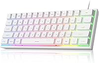 Vista 13 de MageGee Teclado mini 60% para juegos, retroiluminado RGB de 61 teclas ultra compacto, TS91 ergonómico, impermeable, sensación mecánica, teclados