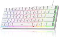 MageGee Mini teclado 60% para jogos, teclado retroiluminado RGB 61 teclas ultracompacto, teclado ergonômico à prova d'água TS91 para computador, Mac, PS4, Xbox ONE gamer (branco)