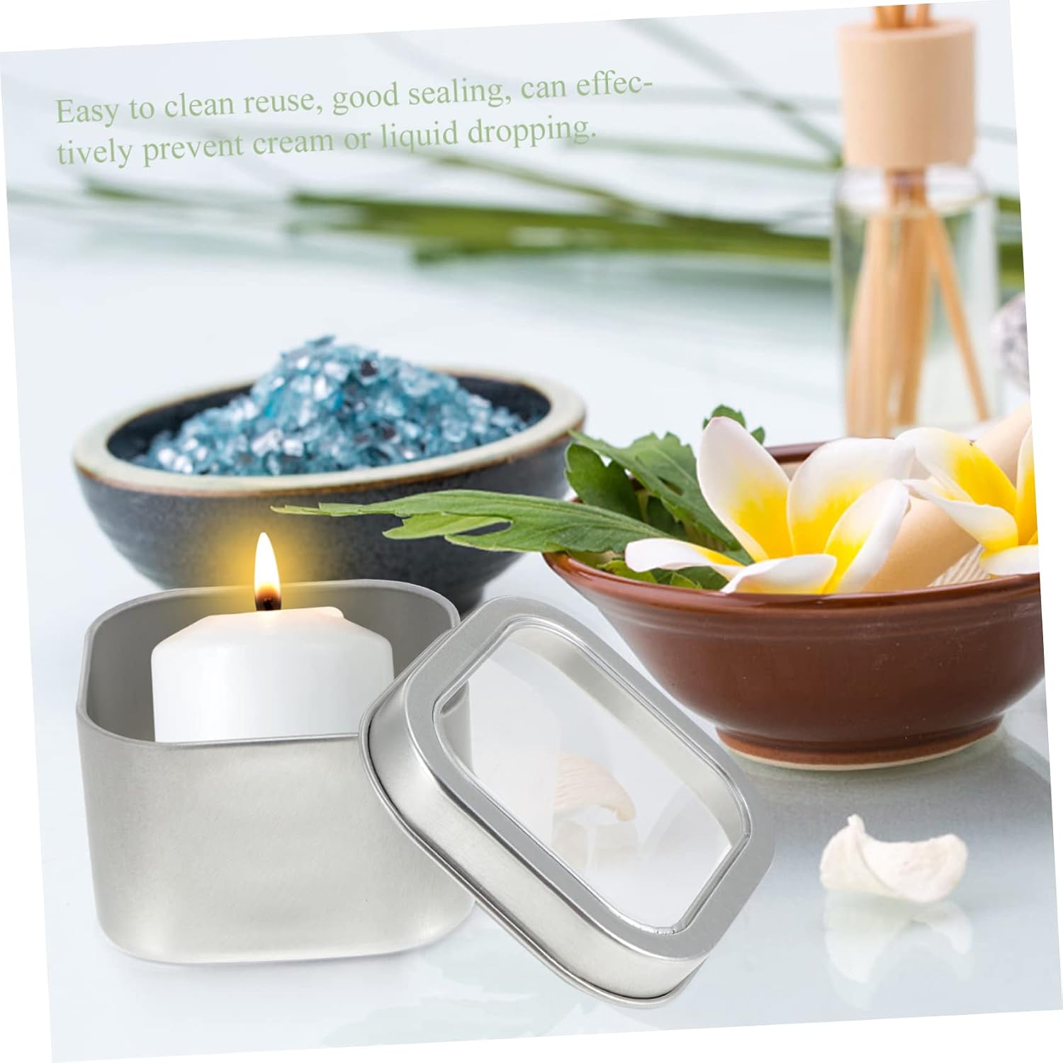 Veemoon 15Pcs Square Metal Tins with Clear Window Lids for Candle Making and DIY Storage Premium Tinplate Containers for Ointments Creams and Balm Crafts