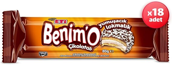Eti Benimo Lokmalık Chocolate Biscuit 80 g x 18 Pieces