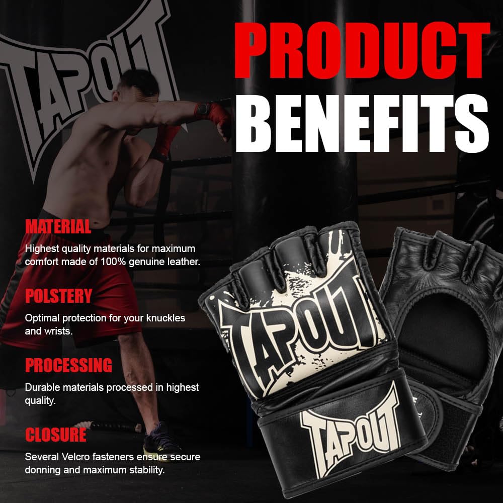 Tapout MMA Pro Fight Guantes de Piel 1 Par