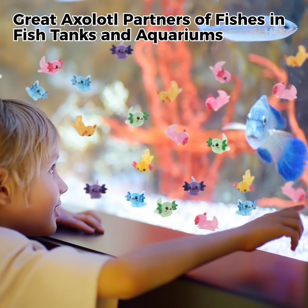 48-Piece Set of Miniature Axolotl Resin Figurines, Cute Animal Charms for Garden, Party, Aquarium, DIY Projects
