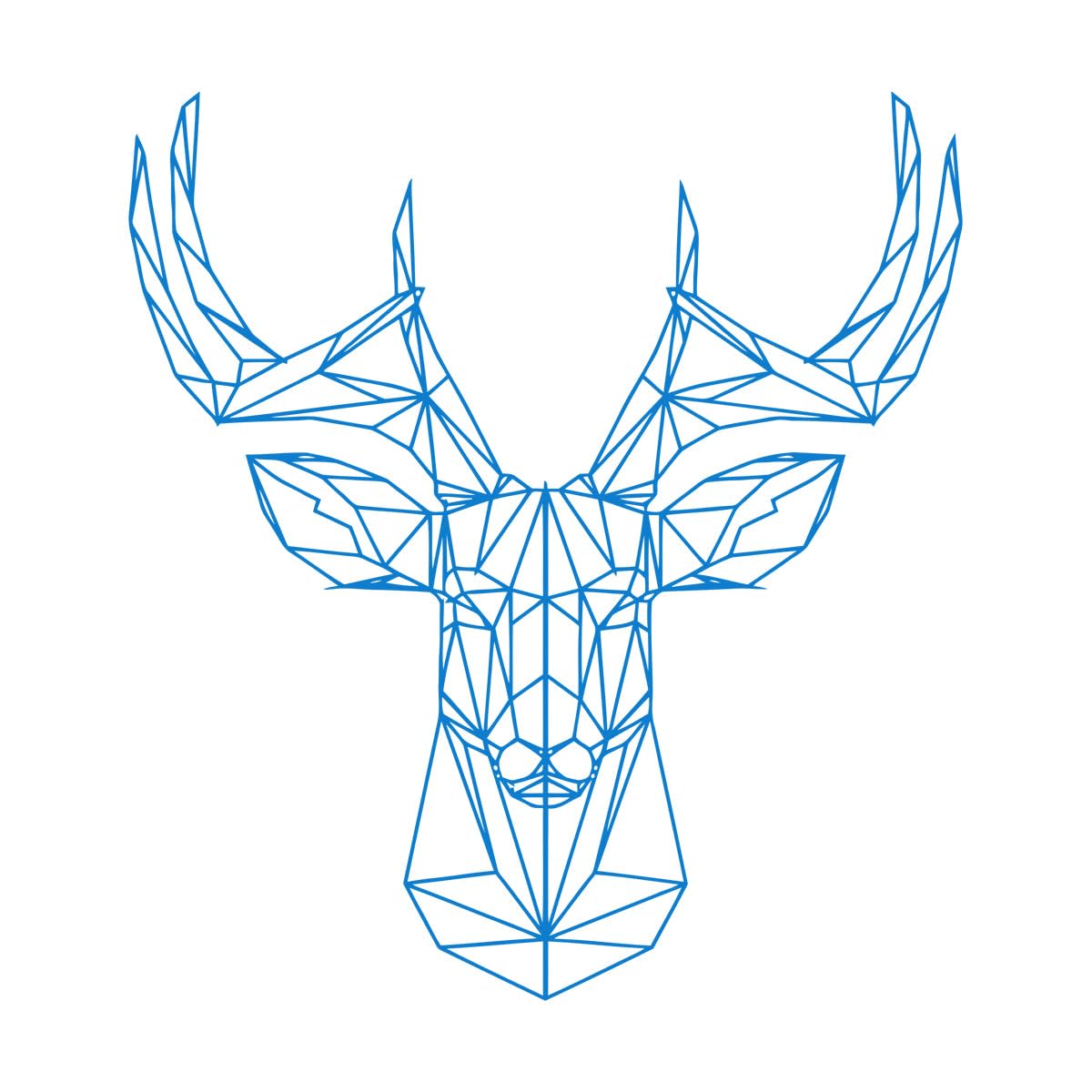 Geometric Deer Head Decal Deer Antlers Hunting Wall Decal Origami Vinyl Sticker Animal Wall Decor Stylish Deco Large - 62x67cm