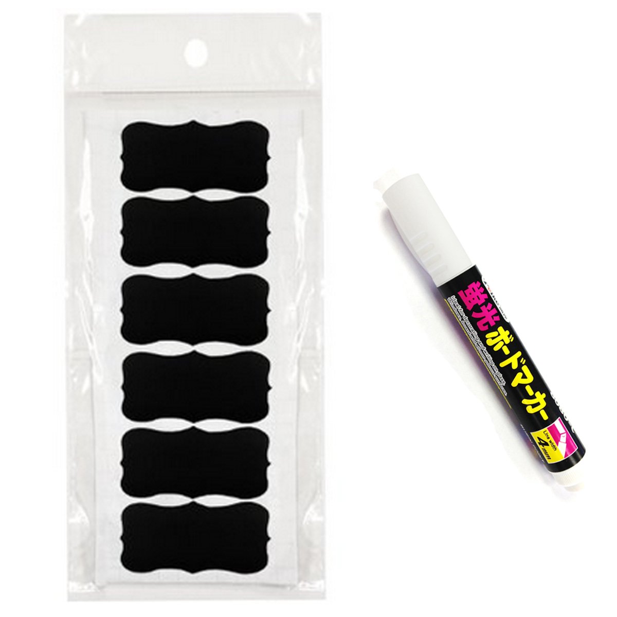 Wrapables Rechteck Fancy Tafel Aufkleber/Sticker mit Kreide-Stift, 2 by 1, Set 60