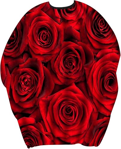 Capa de corte de pelo impermeable con rosas rojas para adultos y niños, capa de peluquería profesional con cierre de presión ajustable, 51 x 55