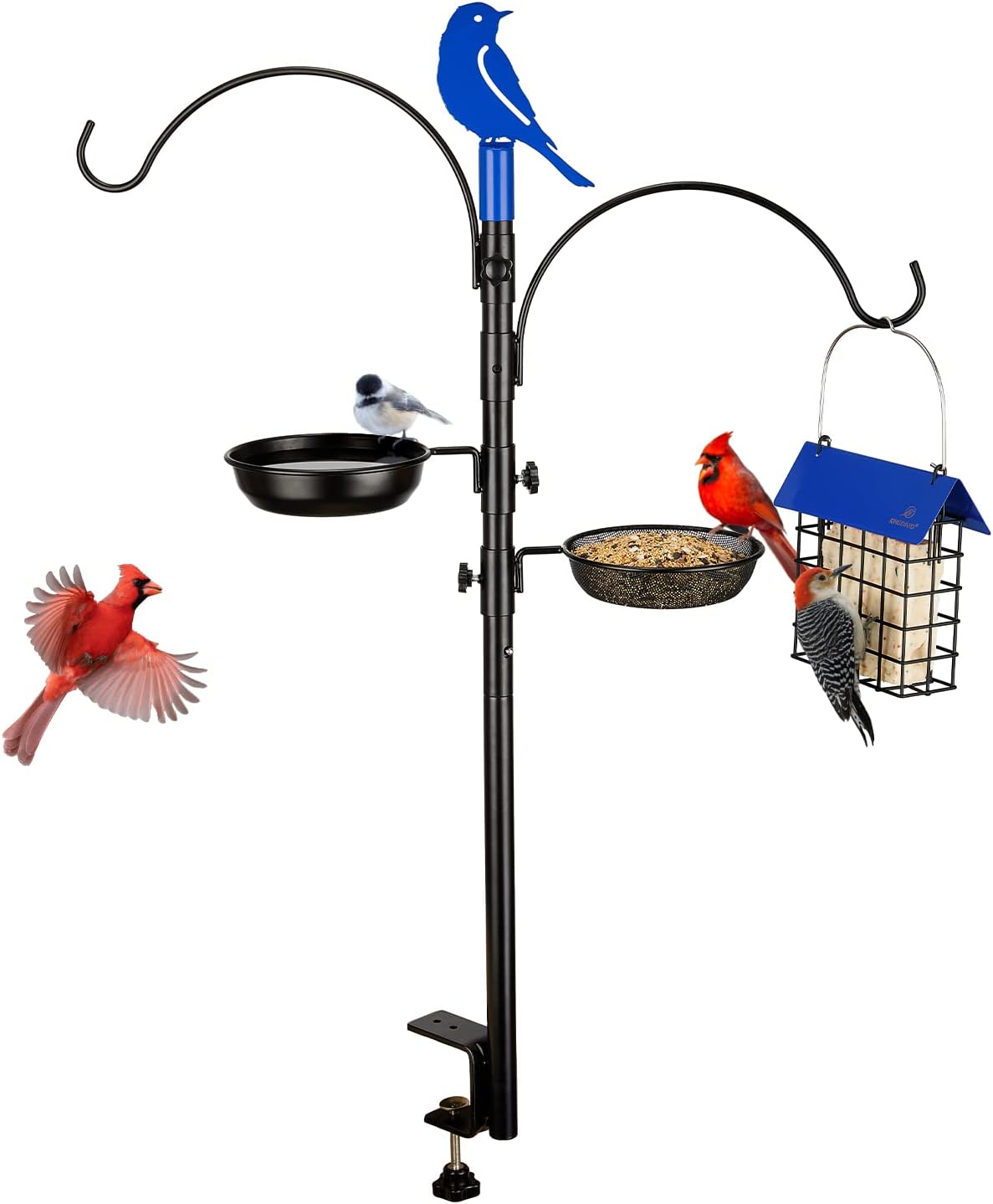 Kingsyard Bird Feeding Station Kit, Balcony Bird Feeder & Plant Hanger for Outdoors, Deck