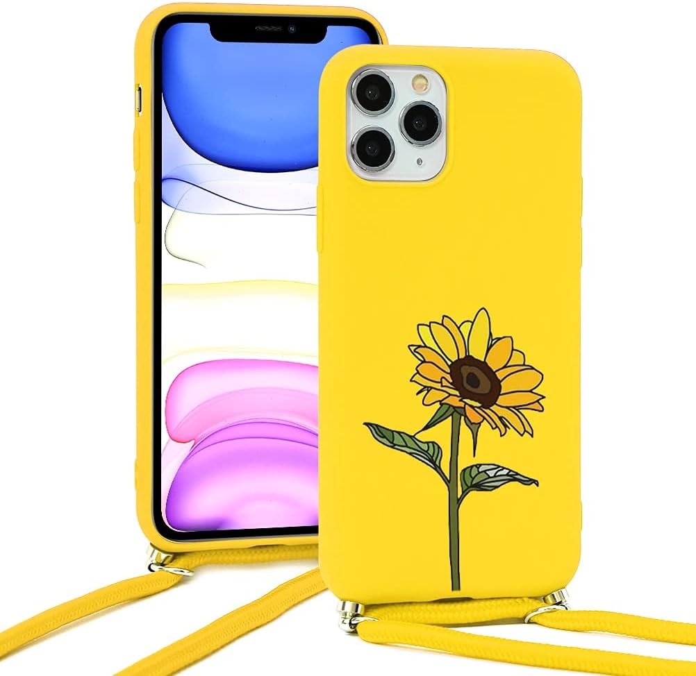 Yoedge Crossbody Case for Samsung Galaxy S20 FE /S20 Lite /S20 Fan Edition 6.5",Silicone Adjustable Lanyard Cover with Neck Cord Strap and Aesthetic Design Compatible with Samsung S20 FE, Sunflower