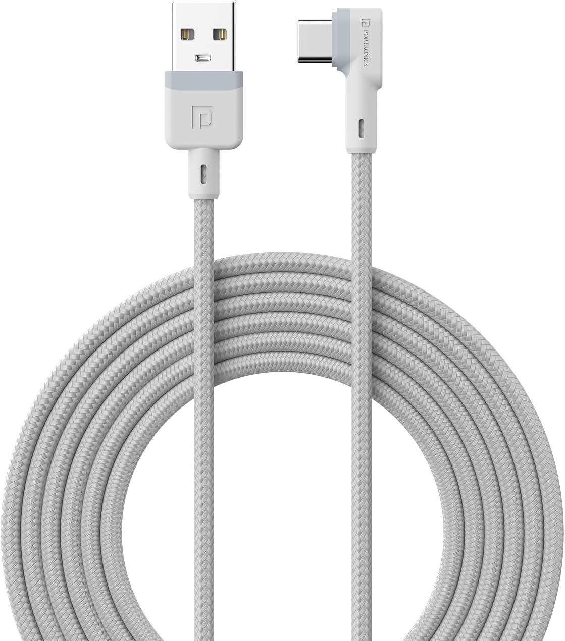 Portronics Konnect L Fast Charging 3A Type-C Cable 2 Meter with Charge & Sync Function for All Type-C Devices (White)