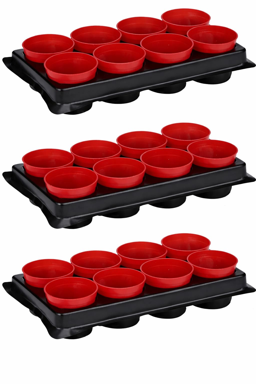 Muddy Hands Black & Terracotta 8 X 6Cm Pot Shuttle Tray (Pack Of 3) - Seed Starting Plant Pot Carrier With 8 Pots Each - Garden Propagation & Transport Tray
