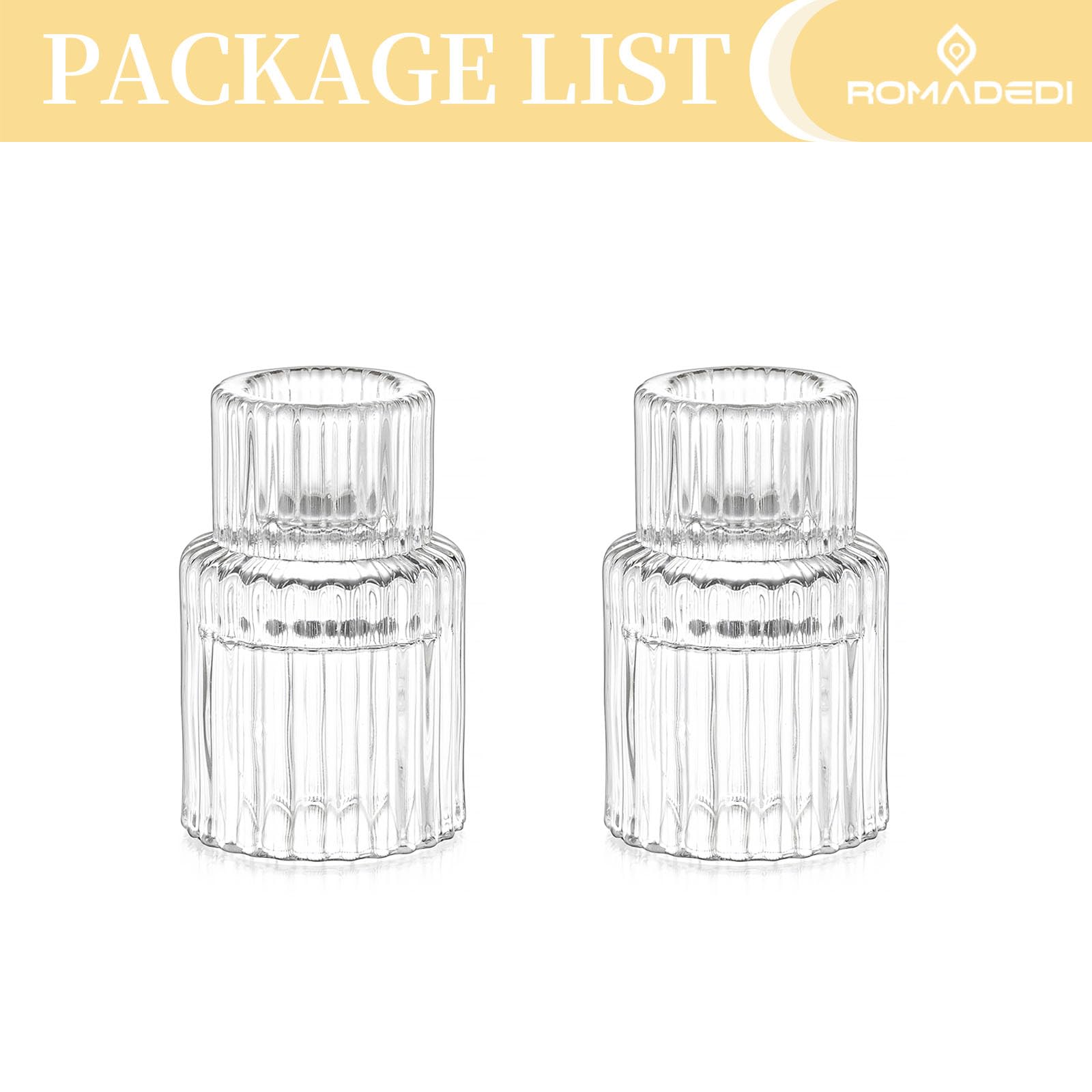 Romadedi Glas-Kerzenhalter Klein, Transparent – Für Kegelkerzen, Tischdeko Zu Weihnachten, Hochzeit, Party