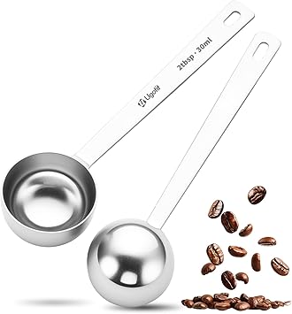 Ugotit 304 Stainless Steel Coffee Scoop, 2 tablespoon Long Handle Measuring Spoon for Ground Coffee, Espresso &, Protein Powder (Pack of 2)