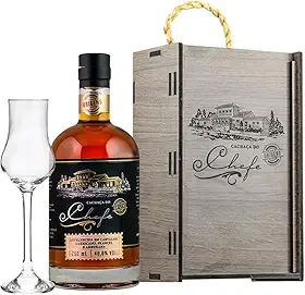 Estojo de Madeira Presente Cachaça do Chefe 700ml c/Taça