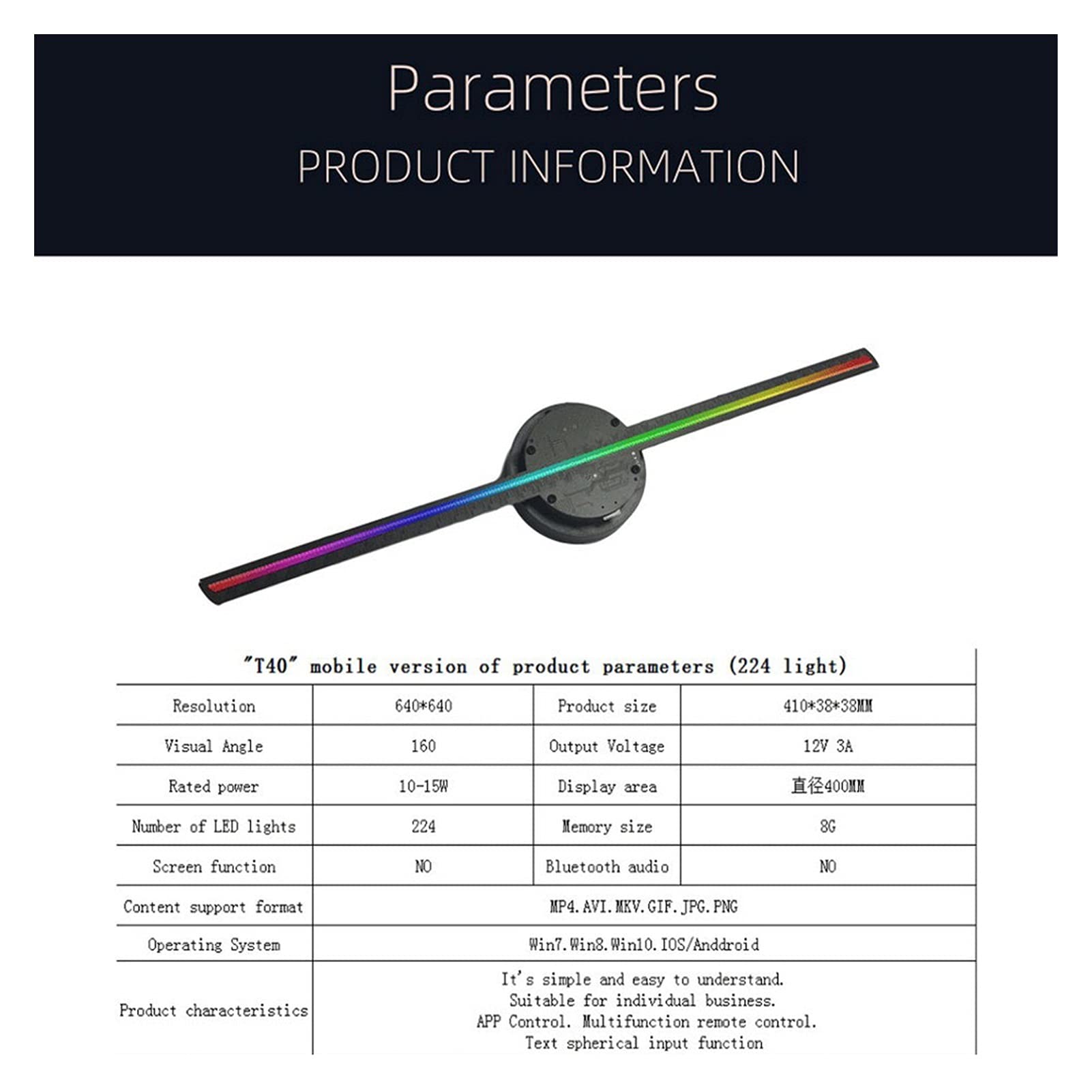 Wentylator holograficzny, LED 3D. Wentylator WIFI Holograficzny projektor Upgrade Highlight Holograficzna maszyna reklamowa z wyobrażeniem karty pamięci 8G