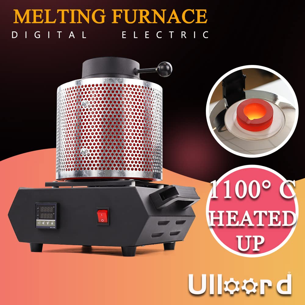 Four électrique doré 2100 W avec creuset en graphite de 3 kg pour faire fondre le reste, machine à fondre numérique 2100 F avec protection en maille, argent, or, cuivre, aluminium 220 V