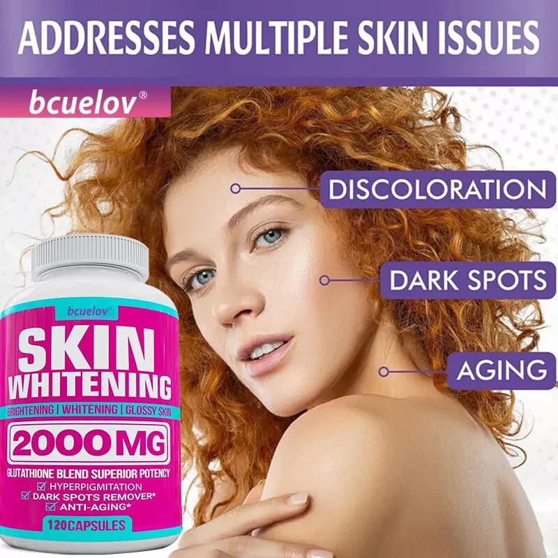 Glutathion Blanchiment de la peau 2000 mg (120 gélules) Support antioxydant puissant