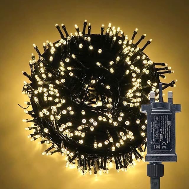 Kweida Halloween Outdoor Fairy Lights 15m/49FT 120 LEDs String Mains Powered Waterproof, Twinkle Firefly with 8 Modes, Waterproof IP44 Indoor for Christmas Tree, Garden, Party, Wedding(Warm White)