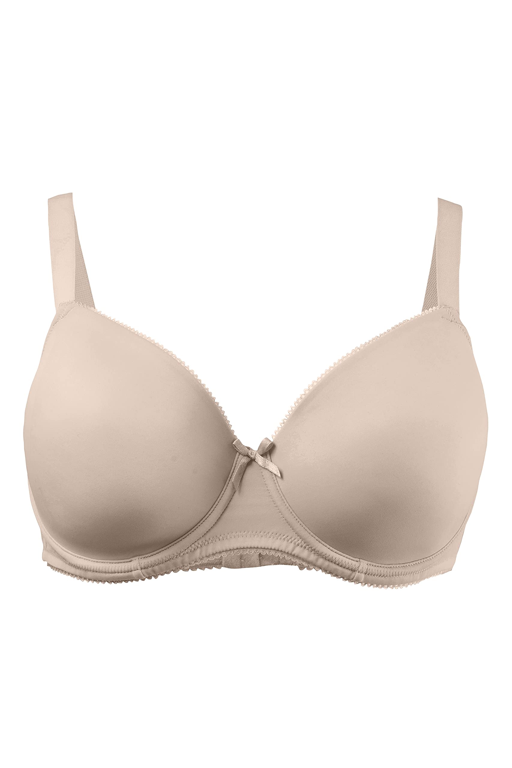 Ulla Popken Womenswear Plus Size Curvy Oversize Picot Trim Basic Soft Cup Bra Light Beige 110C 697145 35-110C