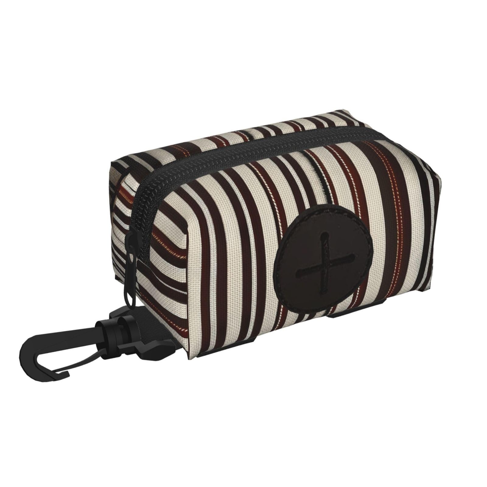 Gaxfjru Black Brown Stripe Print Dog Poop Bag Holder For Leash Doggie Waste Bag Dispenser Soft Fabric Puppy Potty Carrier