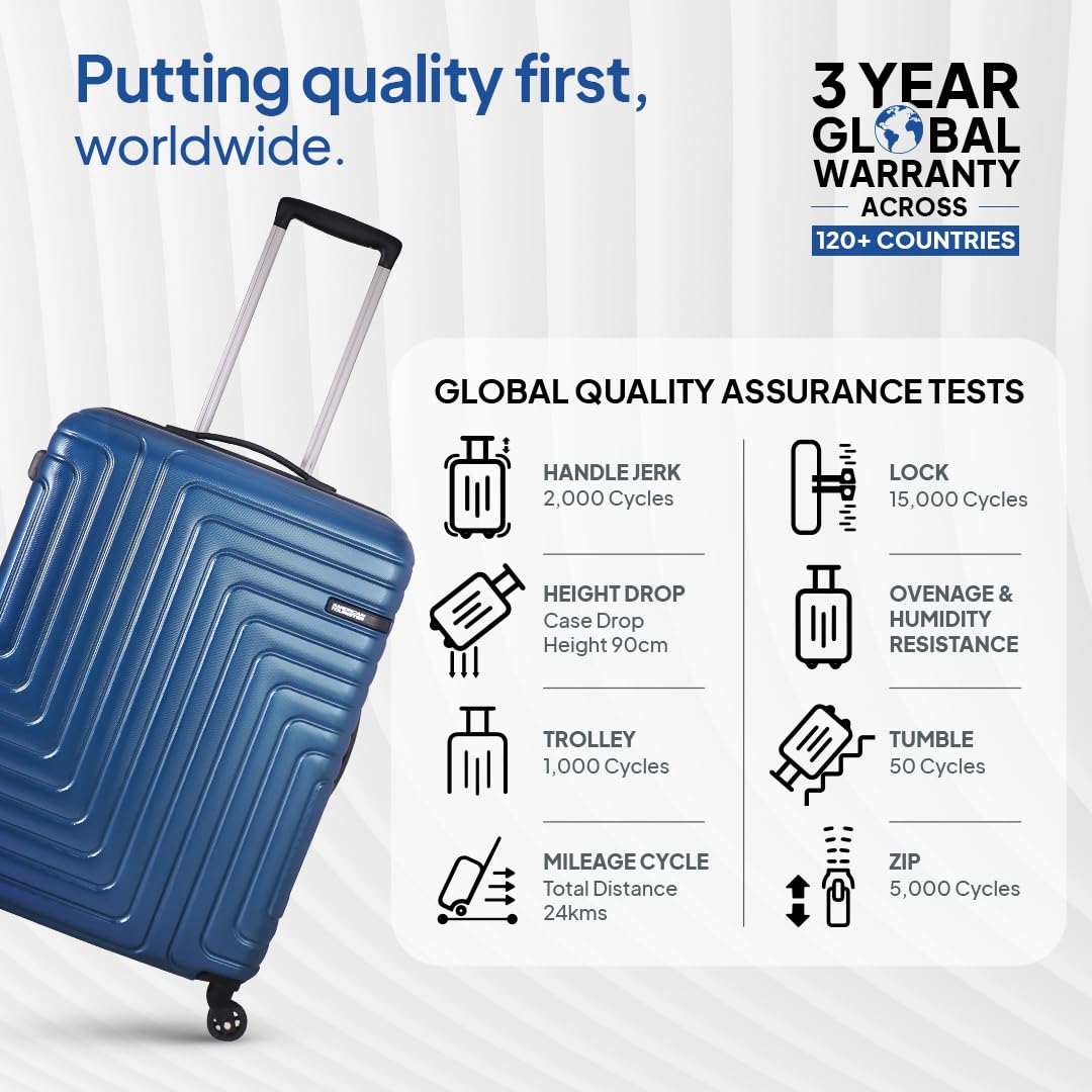 American Tourister Ivy NXT|Large Size Check-in Spinner Trolley Bag (79 cm)|360° 4 Wheel Travel Luggage|Hard Case Polycarbonate (PC) Suitcase|Mounted TSA Lock|Blue 1