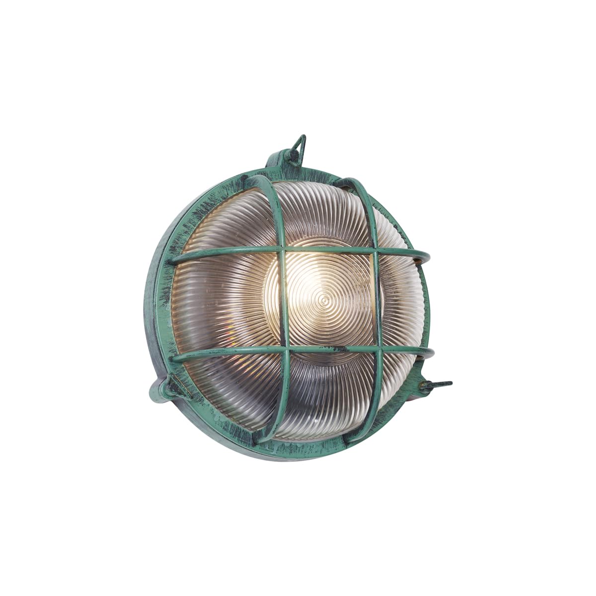 Qazqa Green Industrial Outdoor Wall Lamp, Wall Light For Garden - Nautica - Max. 15W, E27, 11Cm, Ip44, Round