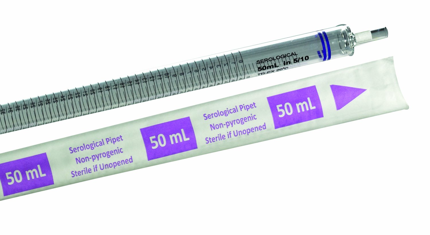 Thomas 667202B Polystyrene Straight 2mL Serological Pipette, 1/100 Division (Case of 600)
