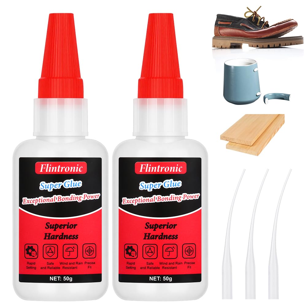 Flintronic 2PCS Oily Glue, 50g High Strength Universal Super glue, Multifunctional Leak Sealing Welding-glue, Fast Repair Strong-glues Quick Drying for Plastic, Leather, Metal, Wood, Ceramic (Style D)