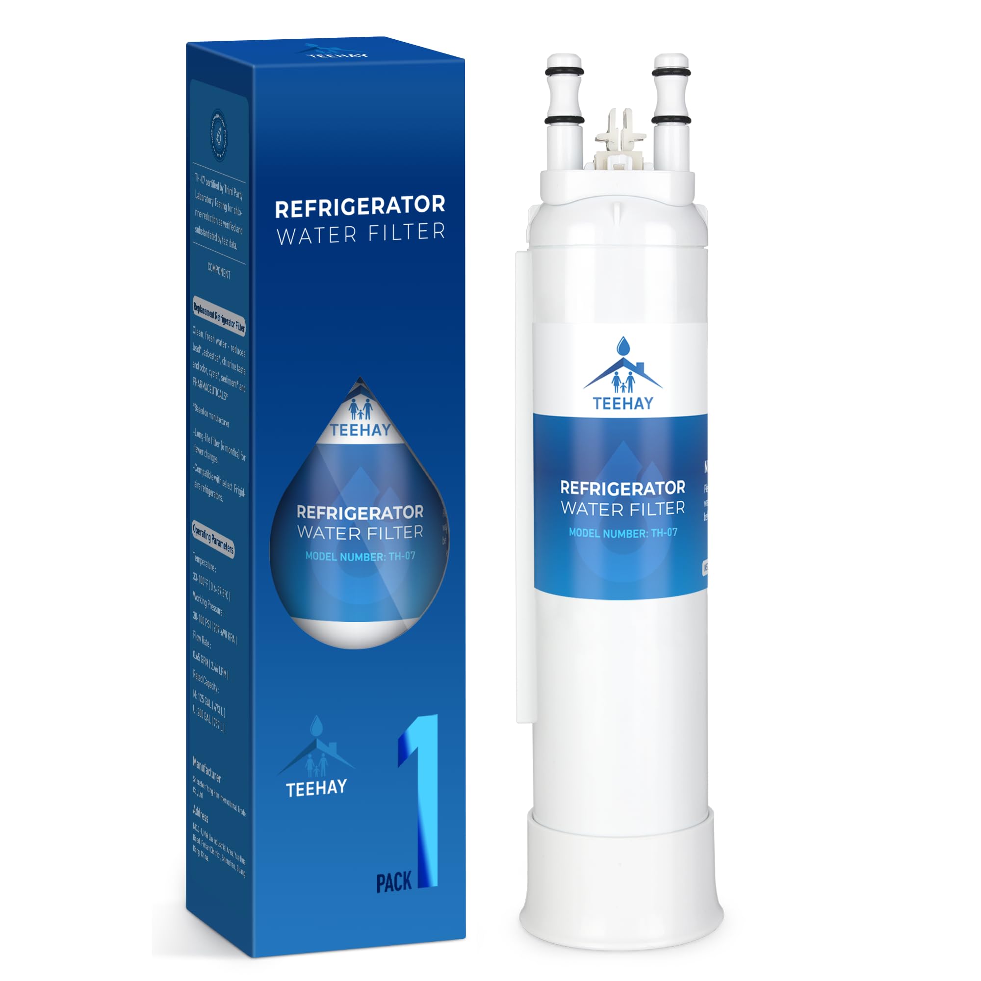 TEEHAY PWF-1 FPPWFU01 Water Filter, Compatible with Frigidaire FPPWFU01 PurePour PWF-1, Frigidaire FRFS2823AS, FRFS2823AW, FRSC2333AS, FRSS2323AD,