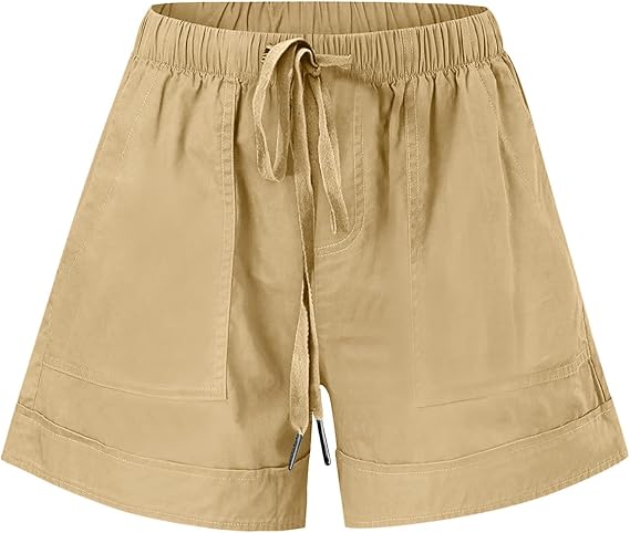 Shorts for Women Trendy Summer Plus Size High Waisted Drawstring Lounge Short Loose Casual Comfy Shorts with Pockets