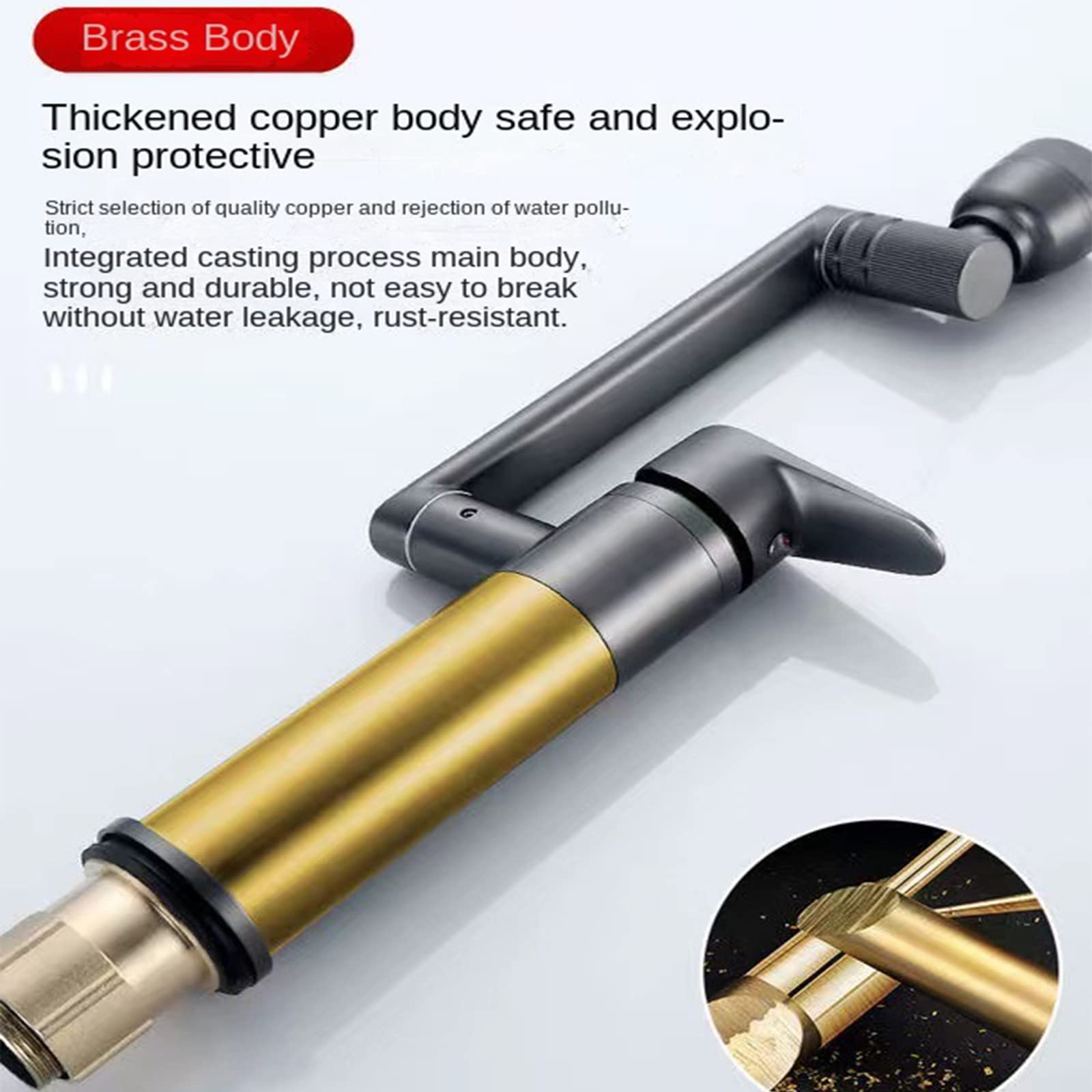 Grifo Lavabo, 360° Flexible Rotación Grifo Baño 2 Funciones Grifo Monomando Lavabo Latón Grifo Alto Lavabo con Aireador a Prueba de Salpicaduras, Agua Fria y Caliente Disponible